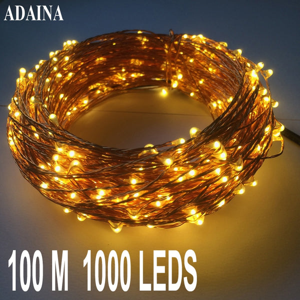 100M 1000 LED Lights Copper Wire String Light Outdoor Waterproof Fairy Lamp For Garden Wedding Christmas Decorations For Home