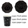 48pcs Black Moon Silver Foil Gilded Paper Plate Cup Napkin Party Tableware High Quality Birthday Bridal Party Decoration LUHONG