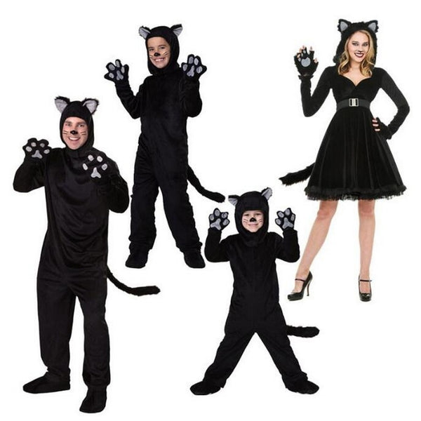 Black Cat Cosplay Costume Halloween Christmas Family Matching Clothing Boy Girl Fancy Sets Navidad Family Matching Clothes