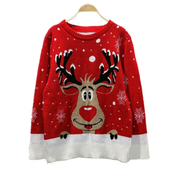 Lovely Christmas Sweater Lover Family Matching Jumper Xmas Reindeer Women O-Neck Deer Casual Knitted Pullovers