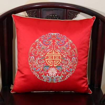 Embroidery Dragon Chinese Christmas Pillow Covers Decorative Silk Cover Cushion Pillow Luxury Sofa Chair Square Cushion Cover