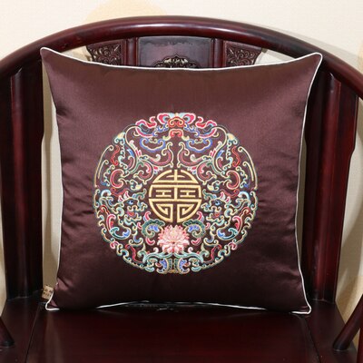 Embroidery Dragon Chinese Christmas Pillow Covers Decorative Silk Cover Cushion Pillow Luxury Sofa Chair Square Cushion Cover