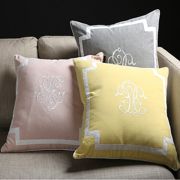 New Model Room Embroidery Pillowcase Pillow/Car Covers Cushion Cover for Christmas Home Sofa Pink Grey Yellow Wedding Decor