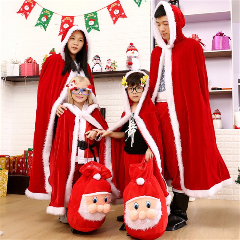 high quality family Christmas costume Santa Claus cosplay cloak parent-child clothing New year party clothing for child adult