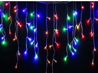 New 12M Droop 0.3-0.75m 360 LED Icicle String Light Christmas Wedding Xmas Party Decoration Snowing Curtain Light And Tail Plug