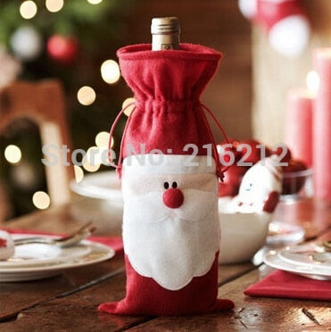 Xmas Santa Claus Wine Bottle Cover Christmas Dinner Party Table Decoration